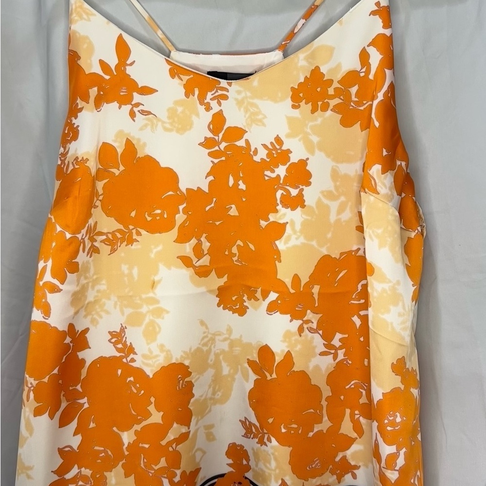The Limited‎ Floral Sleeveless Blouse Orange and Cream Medium